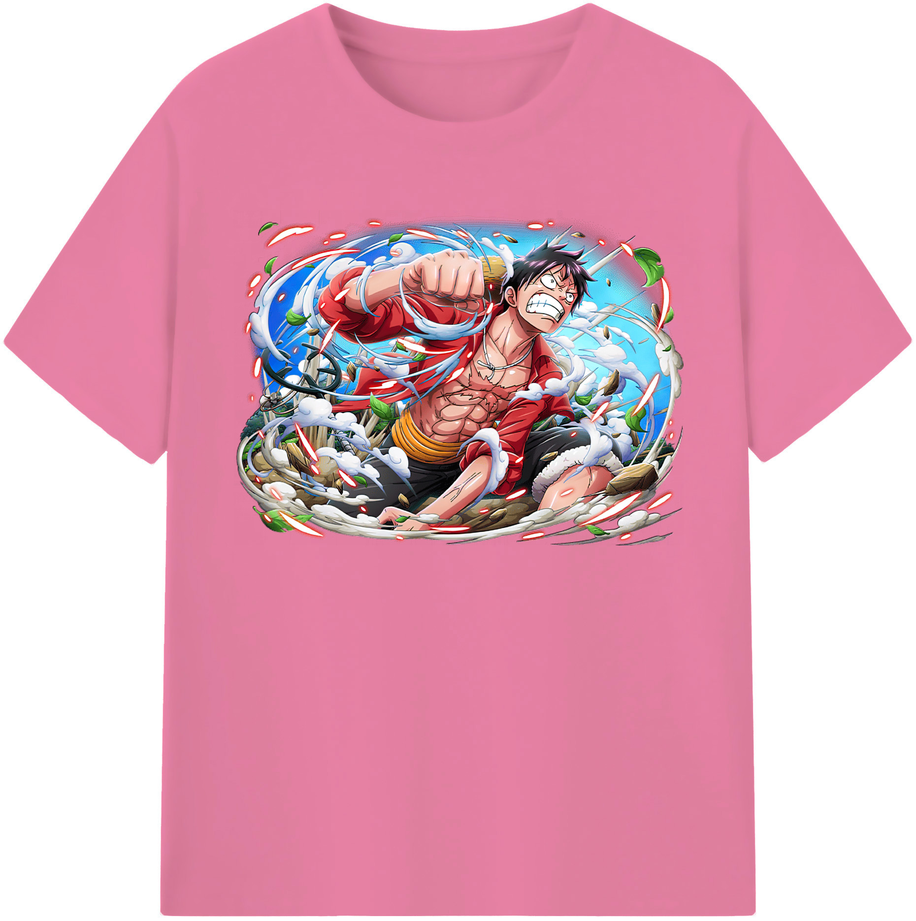 ワンピース モンキー・D・ルフィ ONE PIECE Monkey D. Luffy 綿100％半袖Tシャツ（フロントプリント）